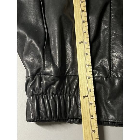 Vintage Simo di Giorgio Leather Jacket Womens Small Black Batwing Bomber 80s S/M - Picture 14 of 16